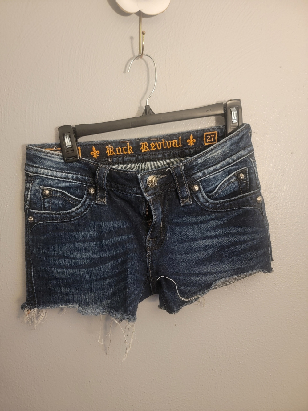 Rock Revival Indigo Washed Distressed Denim Shorts